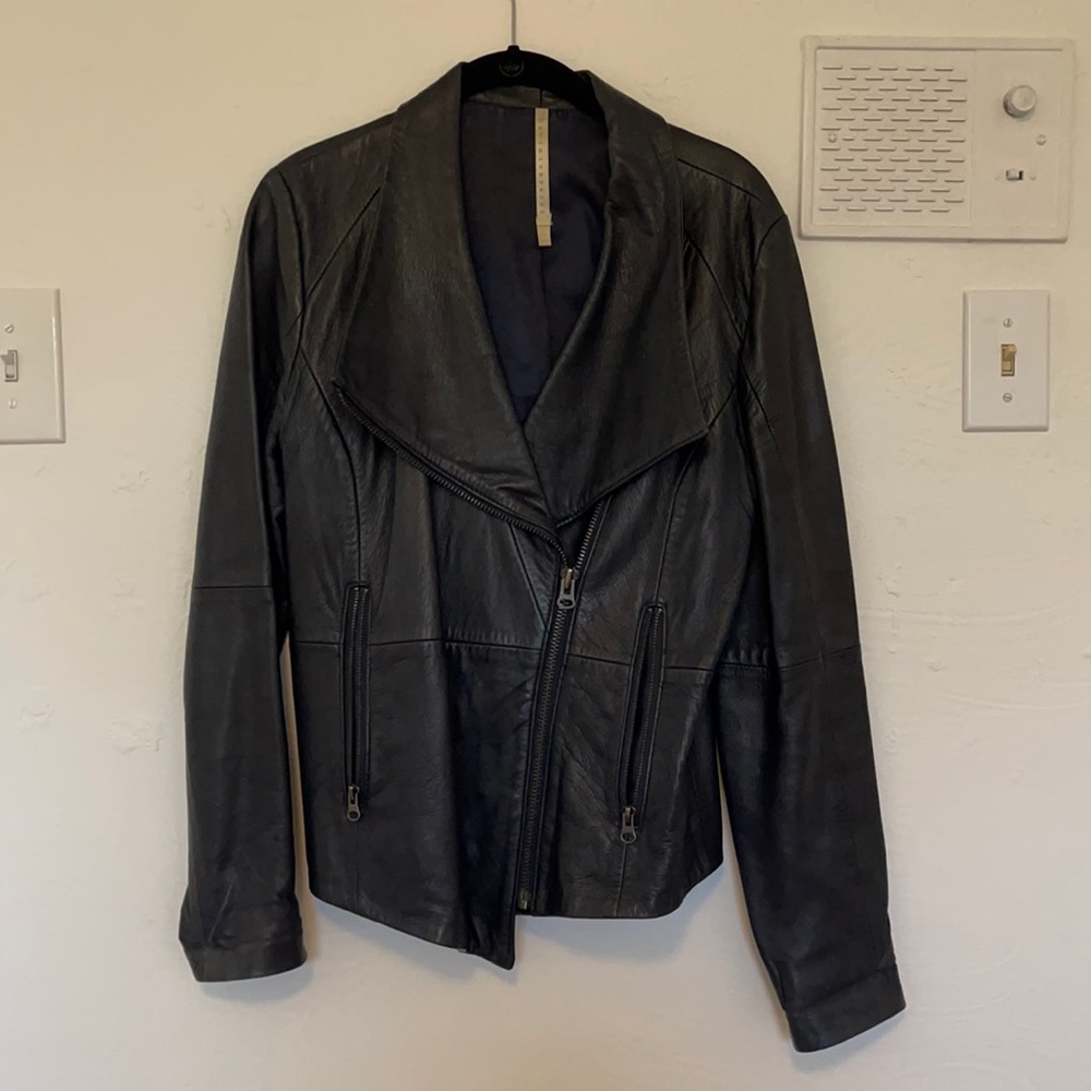 Navy leather jacket